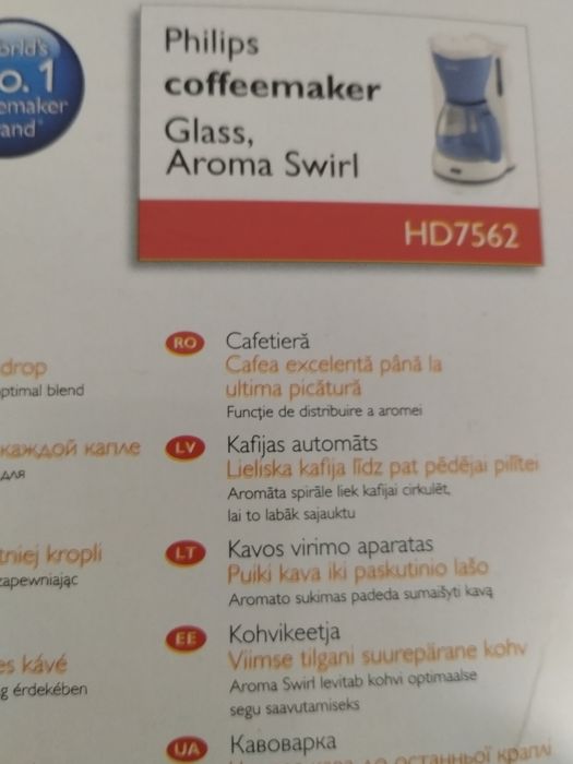 Cafetieră Philips Viva Collection HD7562 – NOUĂ (Ambalaj deschis)