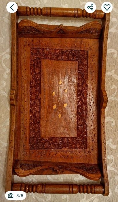 Индийски поднос с дърворезба