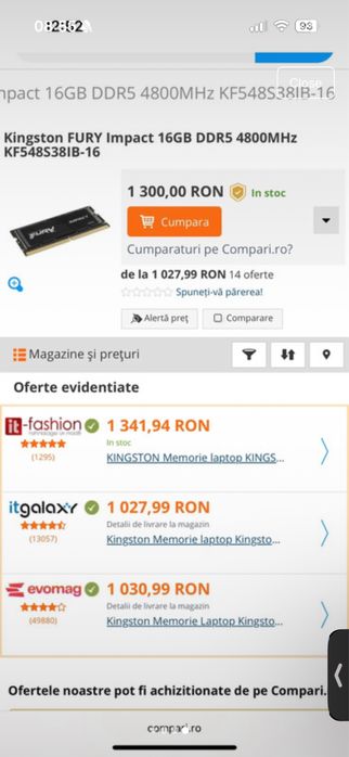 Memorie RAM laptop Kingston Fury impact 16GB DDR5-4800Mhz CL38