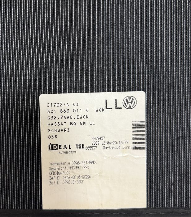 Covorase material textil OE noi Passat B6 parte fata
