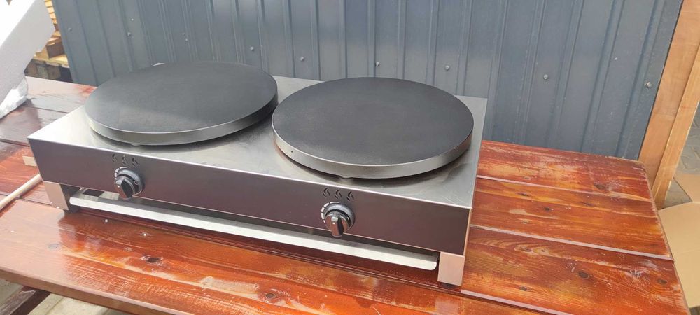 Crepiera dubla pe gaz 40 cm GPL Plita Clatite Uriase Fonta NOUA