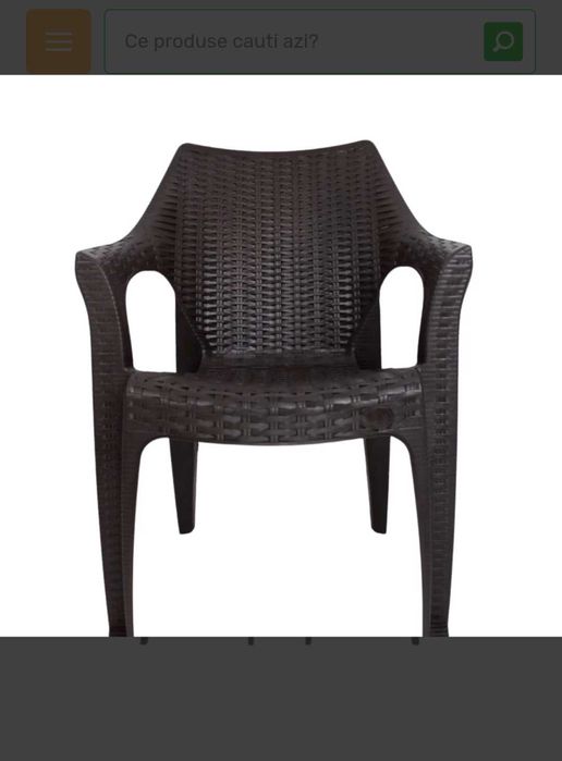 Masa si 6 scaune, plastic cu model impletitura ratan si lemn, maro