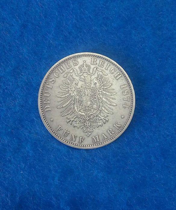 монета серебро Германия 1874год