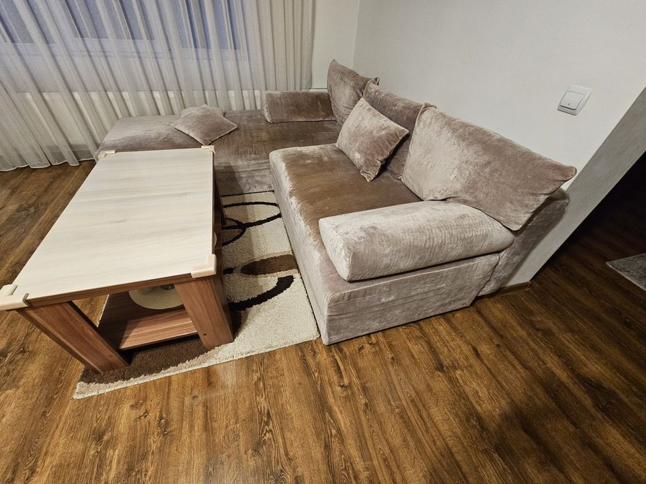 Colțar extensibil cu ladă depozitare, pluș premium – 2,10 m