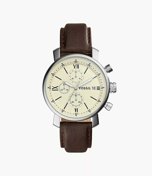 Мъжки часовник Fossil BQ1007 Хронограф кафява кожена каишка 42mm 5ATM