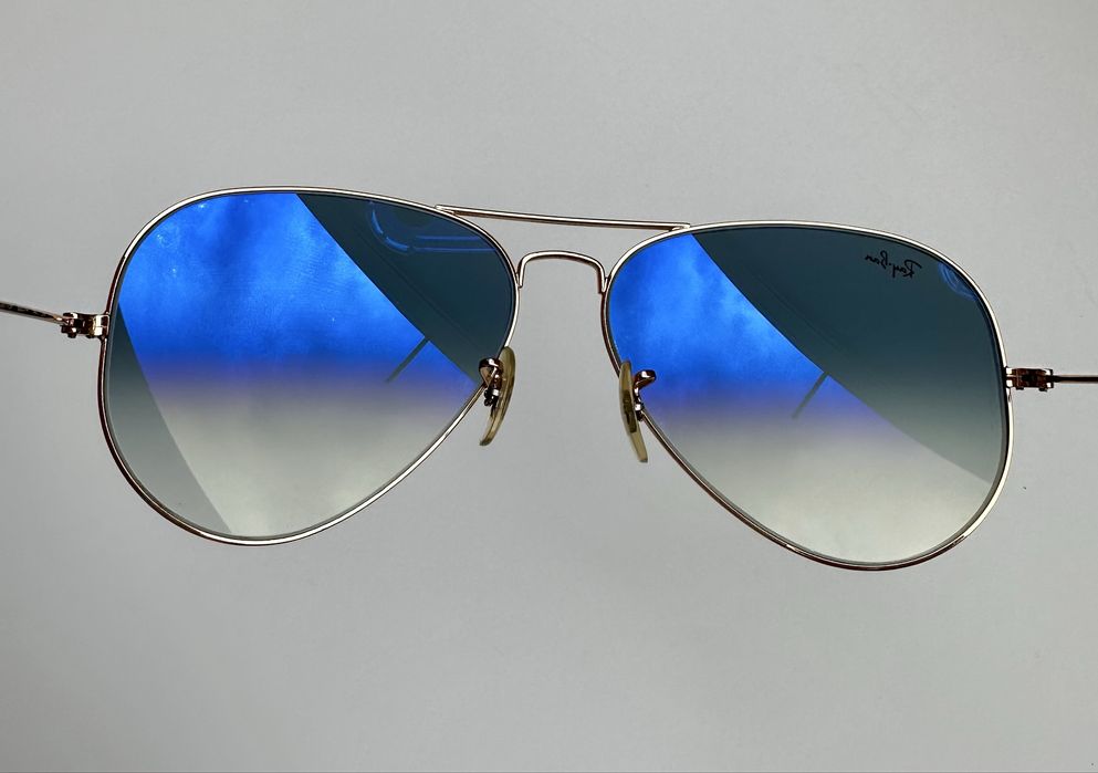 Ray-Ban RB3025 Aviator 62-14 Blue Gradient Mirror;Italy;отлични