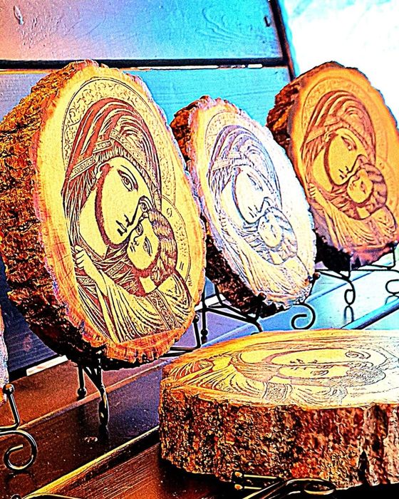 Icoana lemn handmade gravură