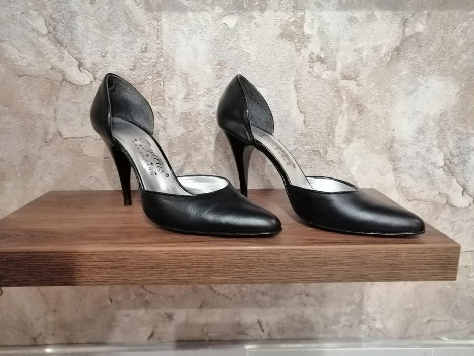 Pantofi  eleganti din piele naturala,  negrii ,nr.39