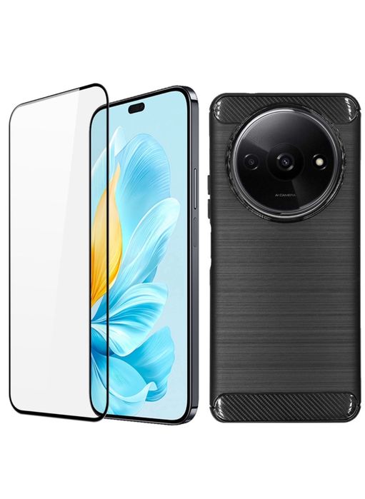 Xiaomi Redmi Note A3 13C/13 PRO 5G Husa Carbon Style + Folie Sticla 6D