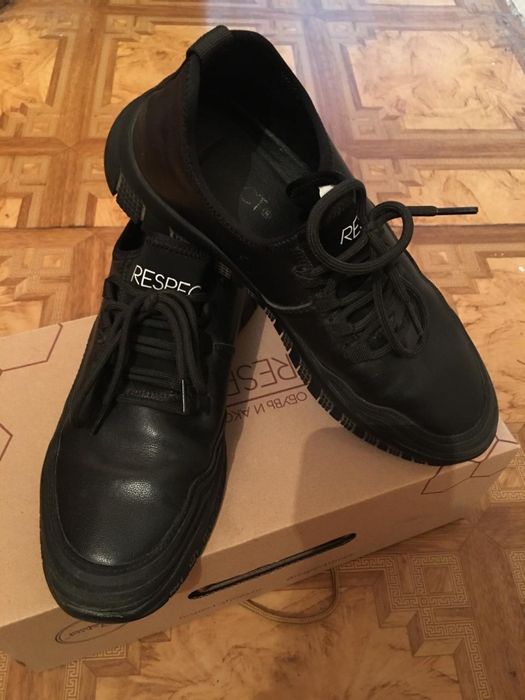 Мужские кожаные черные кроссовки, р. 44, Respect, натуральная кожа