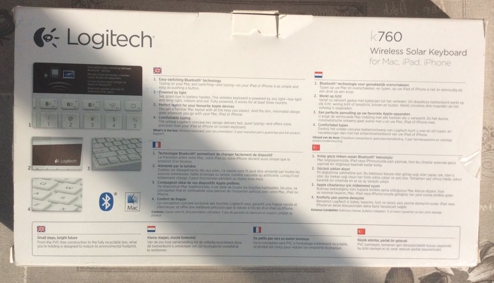 Безжична Соларна Клавиатура Logitech K760 за Mac, iPad и iPhone.