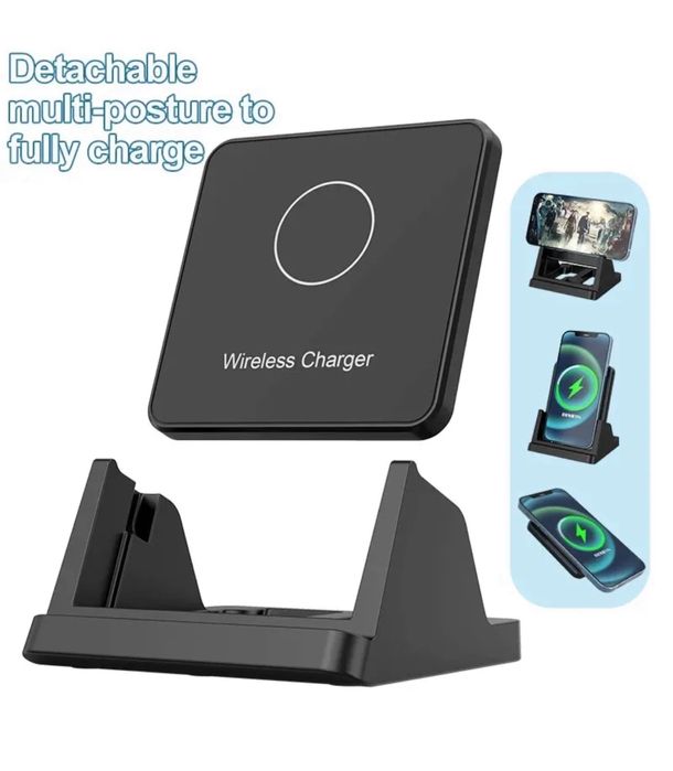 Incarcator Stand Wireless Inclinat + Cablu Usb Negru