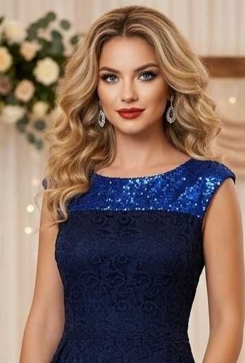 Rochie din dantelă bleumarin, XL