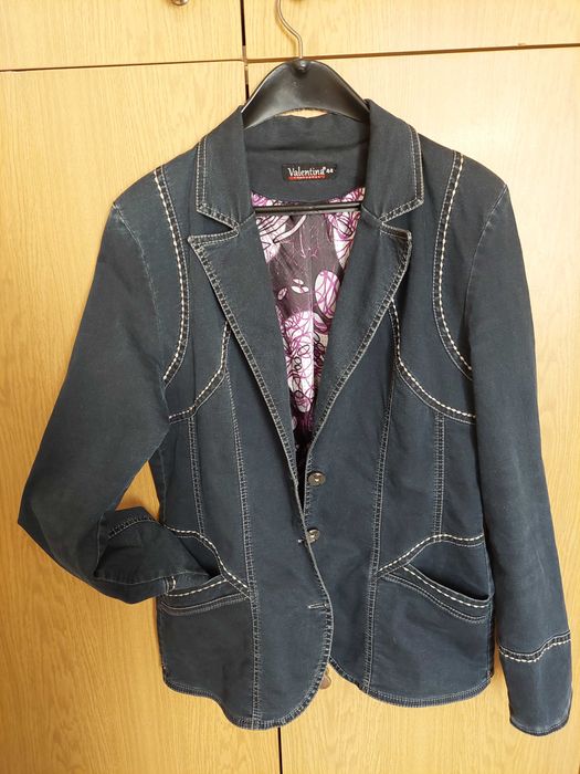 Дънково сако с копринен хастар подходящо за есента и зимата