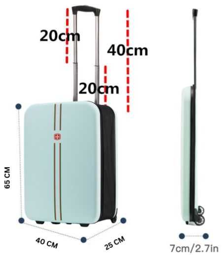 TROLER pliabil mare carcasa dura 2 roti 1 lacat maner telescopic VERDE