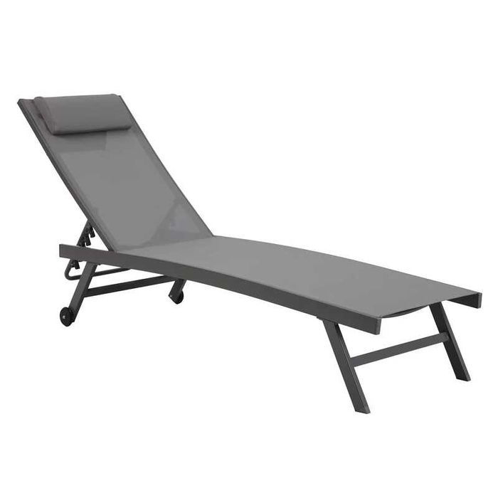 Set mobilier plaja/gradina/terasa 2 șezlonguri Gri LIVRARE GRATUITA