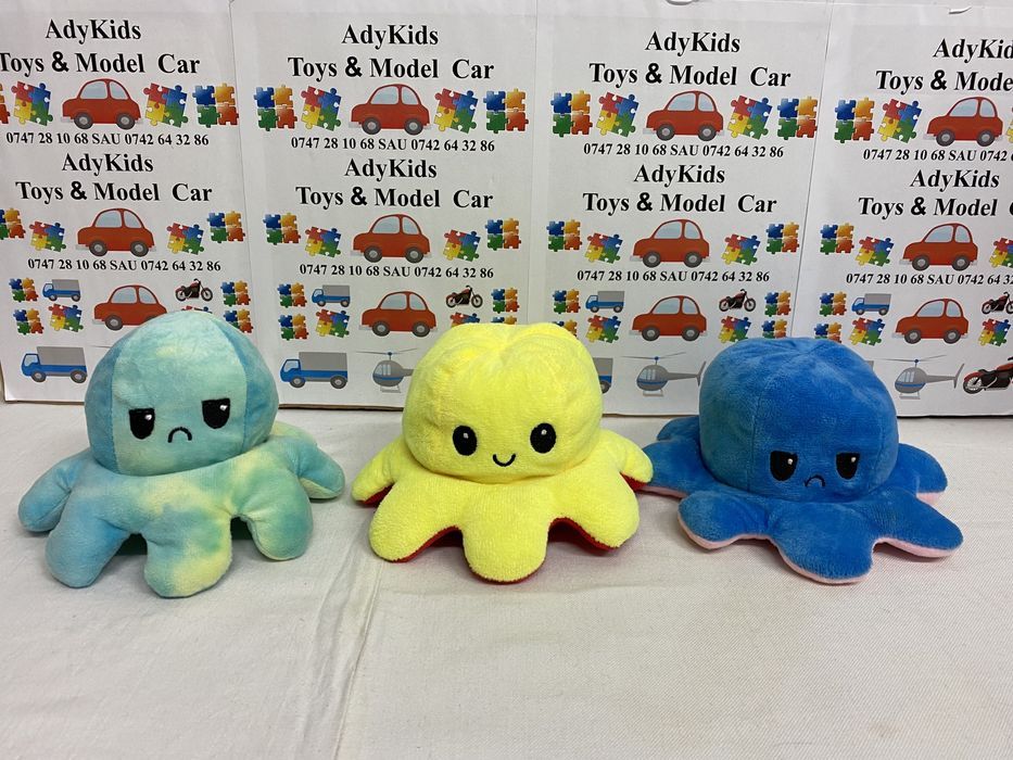 Lot 3 jucării din pluș REVERSIBILE dragute cu 2 fețe