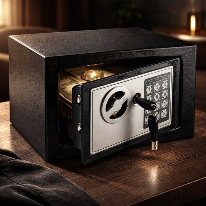 Електронен сейф с кодова клавиатура и резервен механичен ключ – 4.6L,