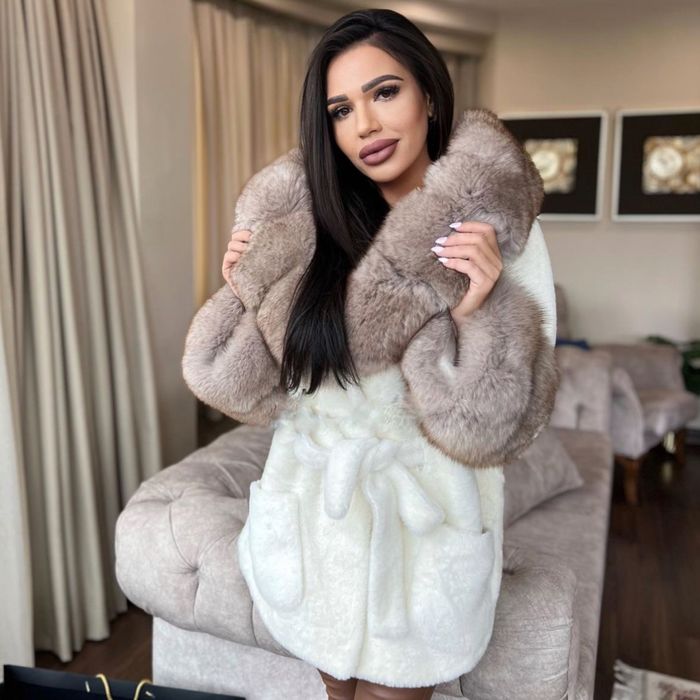 Палто с естествен косъм и алкантара НАЙ-ВИСОК КЛАС