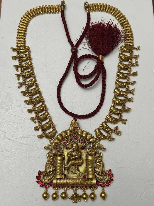 COLIER ARGINT 925 aurit + 76 Rubine - Traditional Indian - KAASUMALA !