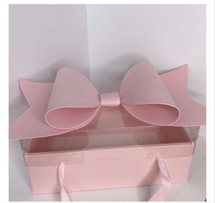 Каробка для клубника в шоколаде Бантик розовый