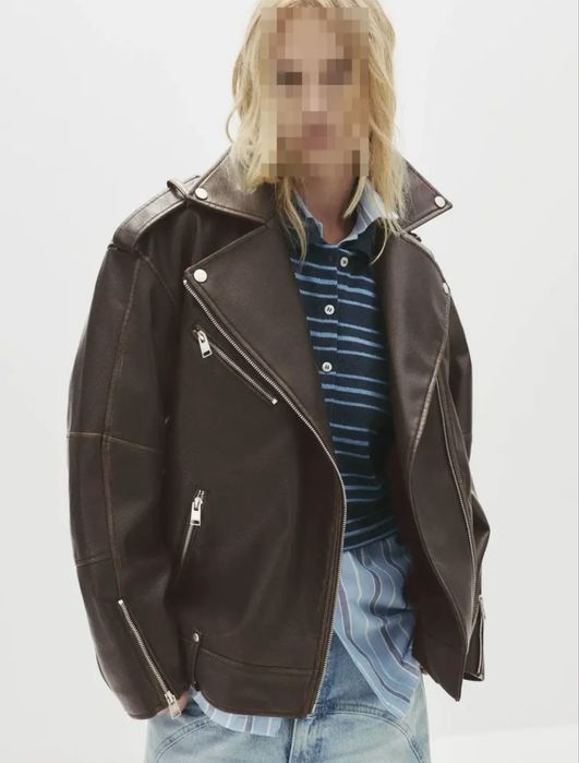 Кожанная куртка pull&bear