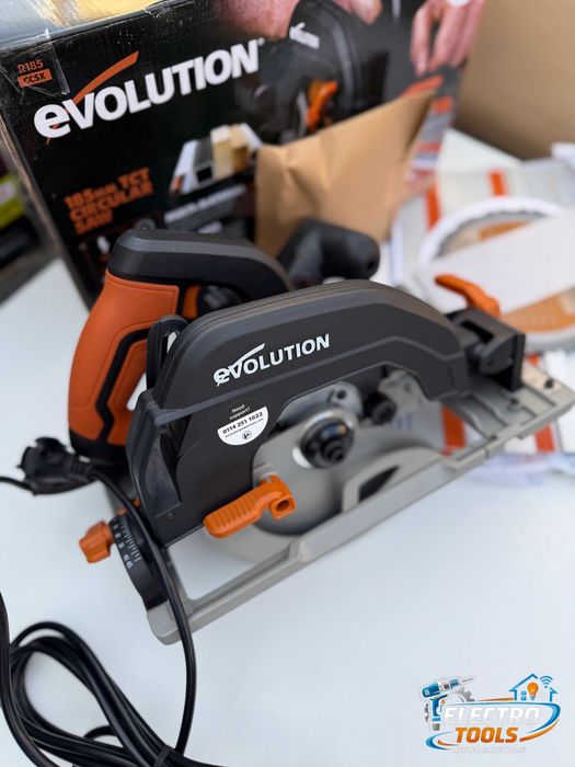 Fierastrau circular de mana, 1600 W, Evolution R185 + sina de ghidaj