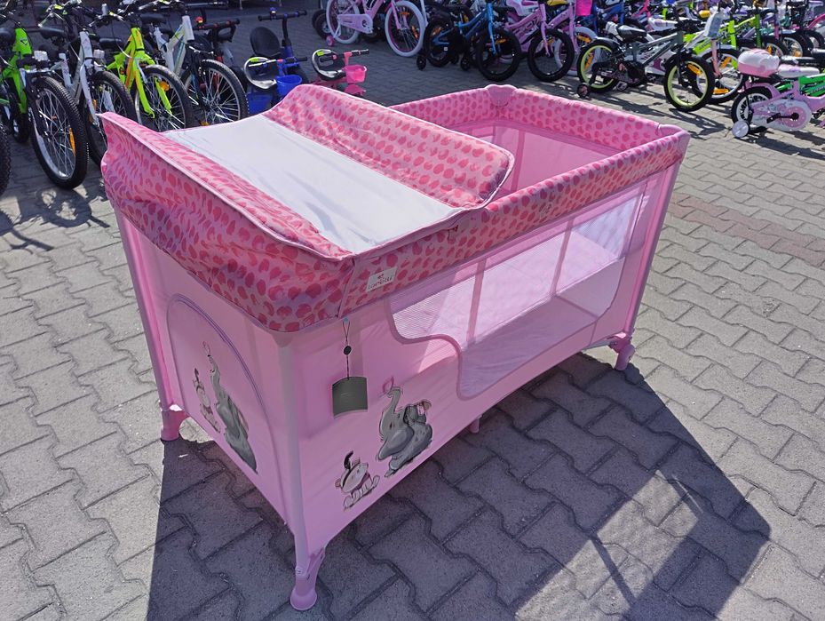 LORELLI Детска кошара на 2 нива с повивалник MOONLIGHT розов