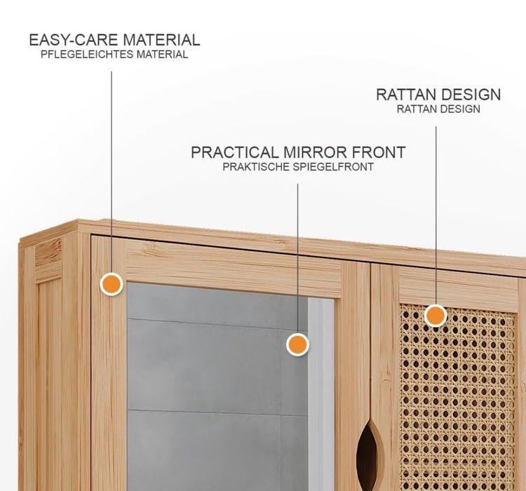 Шкаф за надмивка бамбук + ратан Vicco 7486