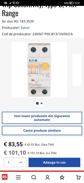 Intrerupator automat supracurent rezidual Eaton