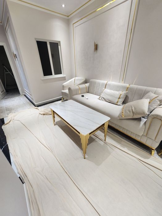 Журнальный стол большой лофт стол для гостинной Белый/Чёрный 120х60.