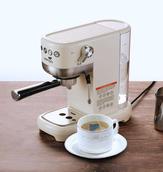 Кафемашина Senya Tasty 20 бара, кафе машина за еспресо и капучино 1300 W, термоблок, разпенител за мляко, автоматично изключване