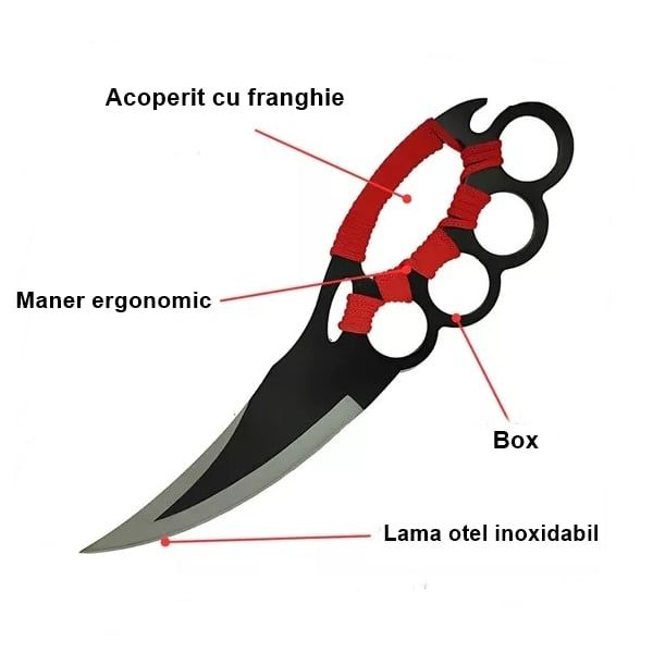 Cutit de vanatoare Cobra Red, DEPOX®, 25 cm, husa inclusa