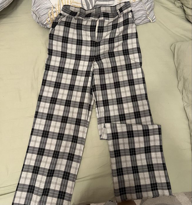 Клетчатые прямые брюки