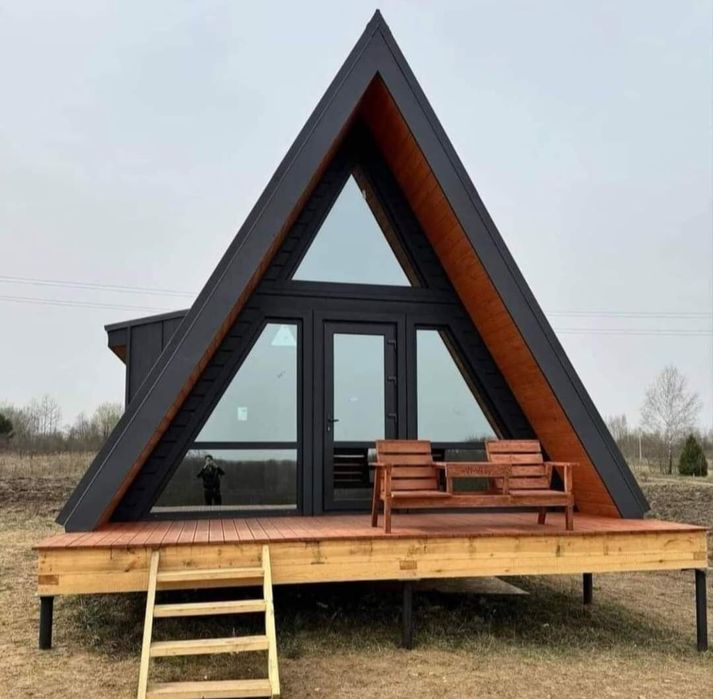 Cabane tip A-Frame si case din structura metalica
