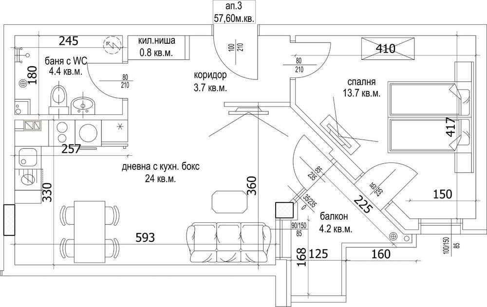 Дава се под наем Двустаен апартамент в Варна, Левски - 66 кв.м за 118000 € - Снимка #2