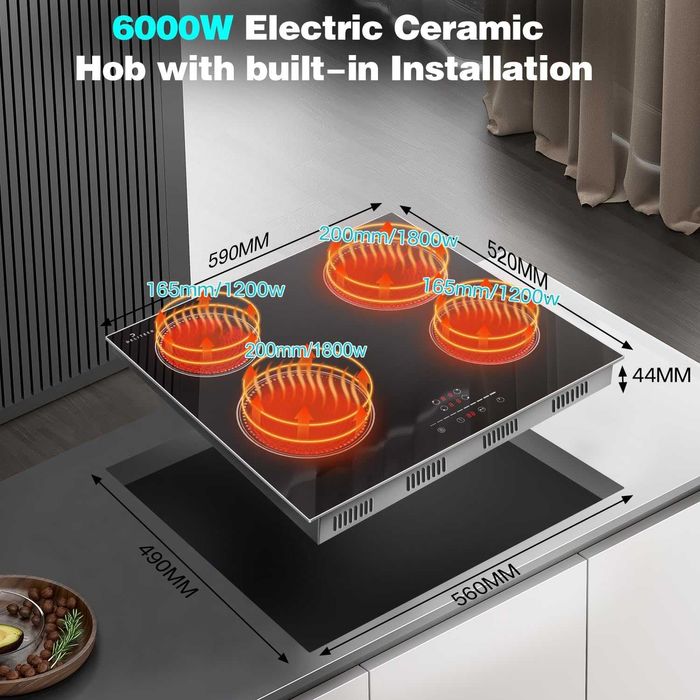 Plită ceramică cu 4 zone