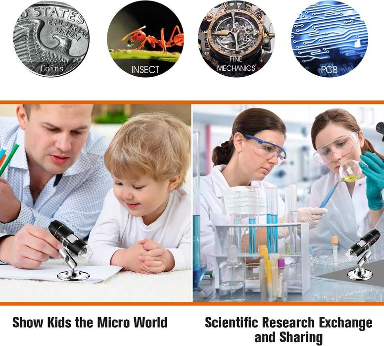 Microscop digital USB 40X la 1000X,Cameră endoscopică Android Windows