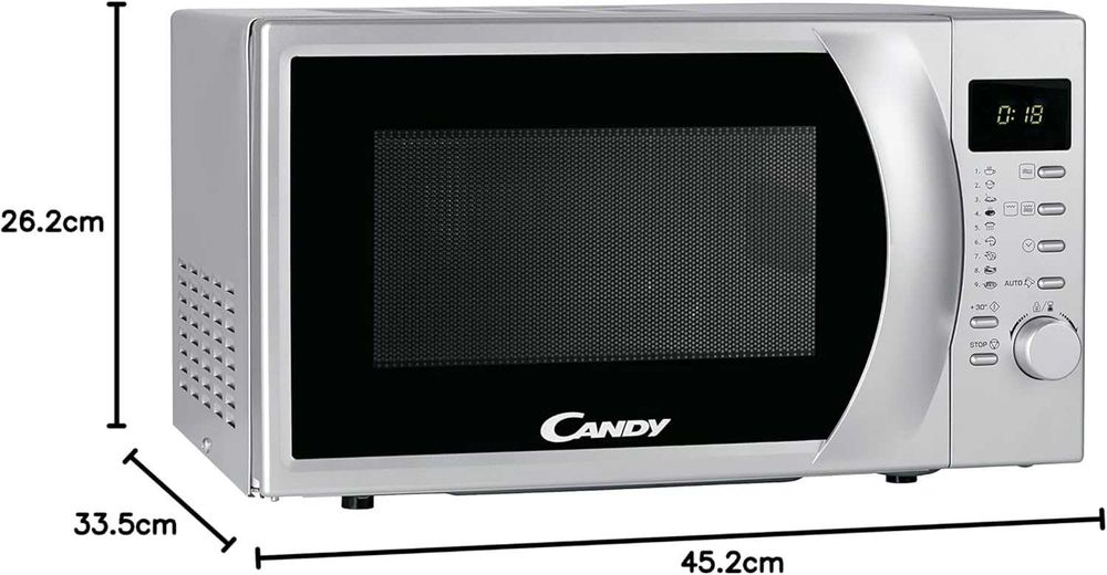 Микровълнова печка Candy CMG 2071 DS CMG2071DS, Ютия, 20 л, Сребърен