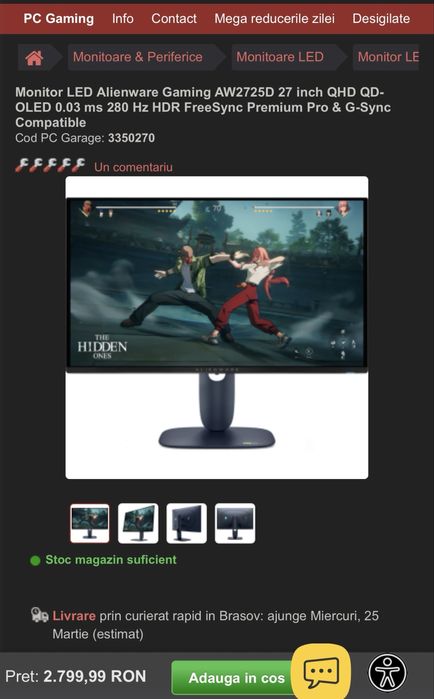 Dell Alienware AW2725D QD-OLED