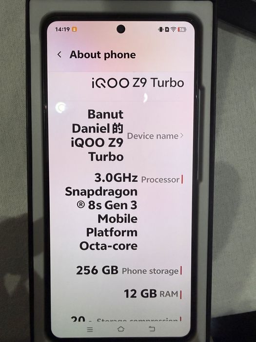 Vivo Iqoo Z9 Turbo memorie 256gb