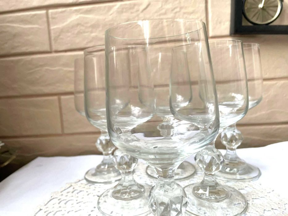 Красиви стари кристални тънкостенни чаши, 6 бр