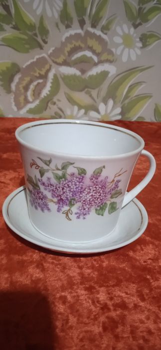 Касушки перламутровые, Бокал-супница фарфоровая,,Сирень,-советские