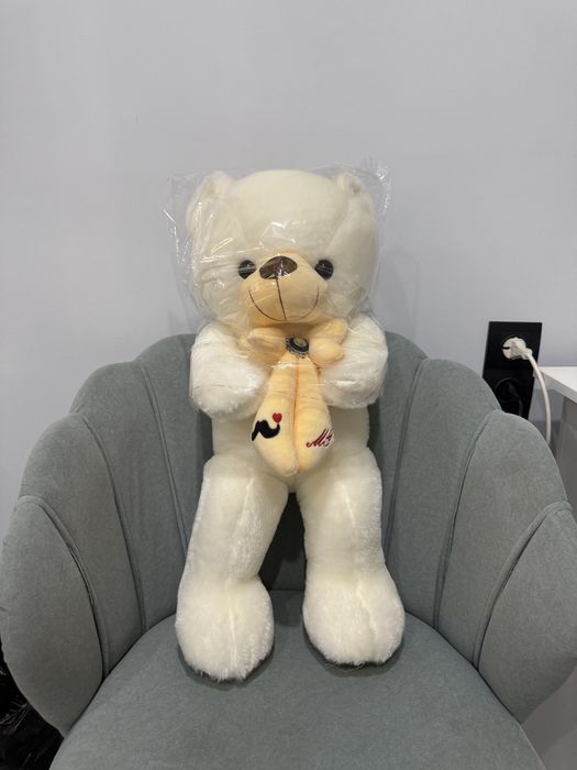 Белая мягкая игрушка, мишка