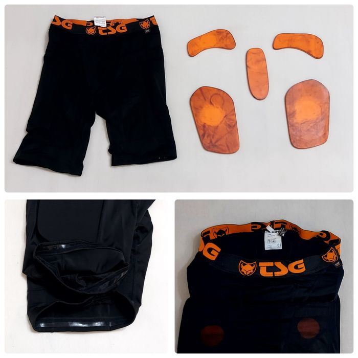 Pantaloni TSG Crash D30 Negri, cu protecții, ciclism, skate, enduro, L