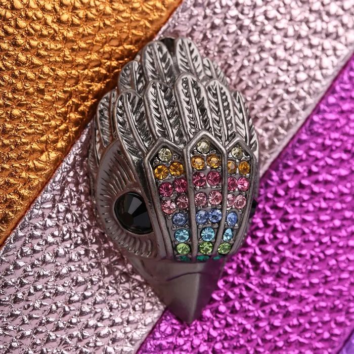 Дамска чанта сърце Kurt Geiger цветна, дънкова, кожена