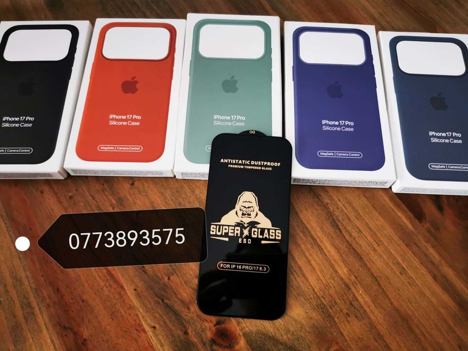 Husa silicon Magsafe + folie sticla ecran Iphone 17 / Air / Pro / MAx