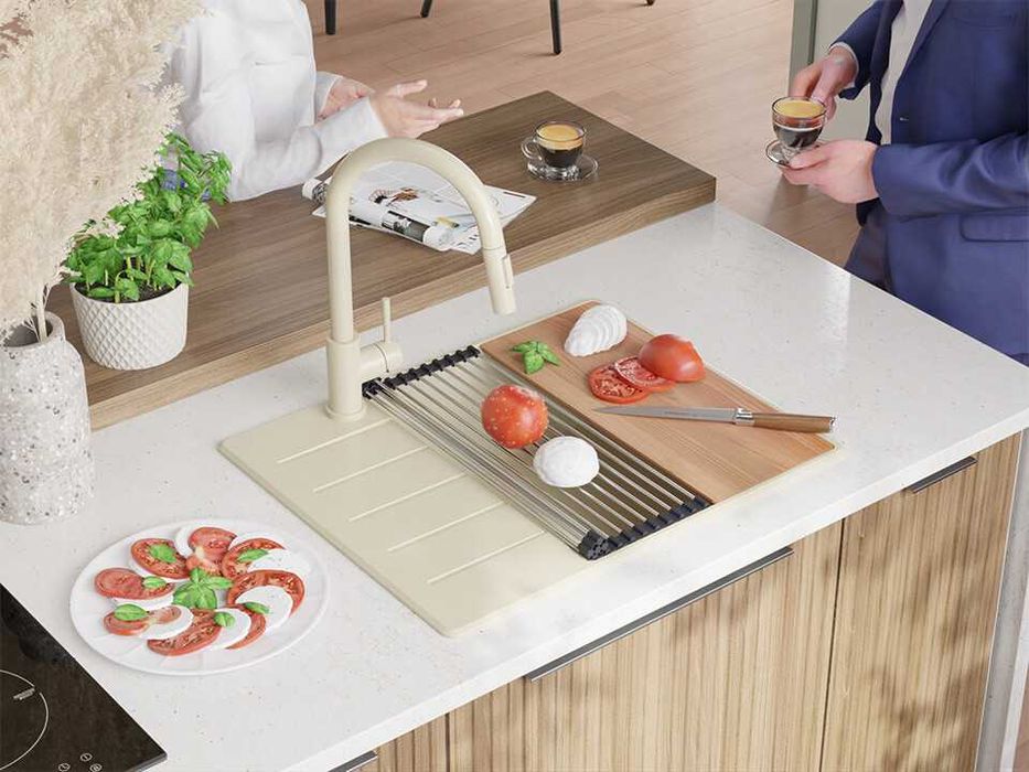 Бежава кухненска гранитна мивка Копенхаген 50 Top 620х500