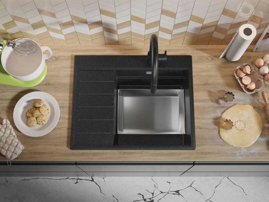 Графит гранитна кухненска мивка Сидни 620-45 Ergo Multilevel 620х500