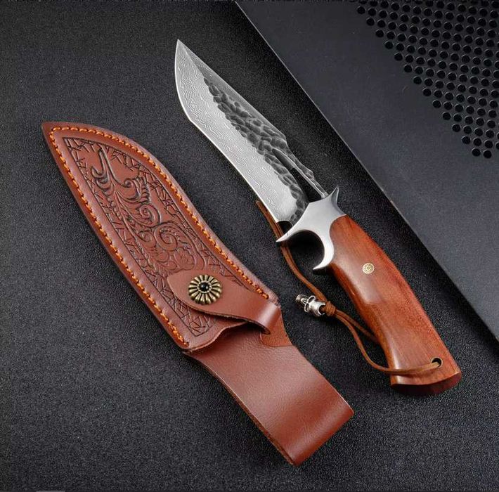 Cutit coreean Vanguard, otel Damasc, cu garda prindere, teaca piele